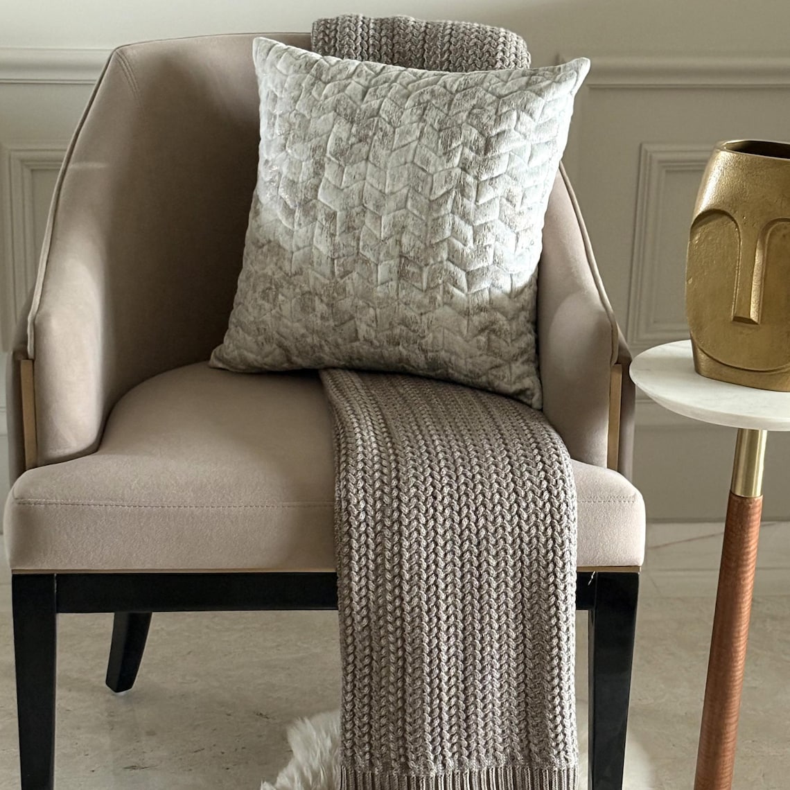 Foil Chevron Throw Cushion Cover