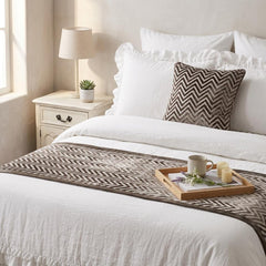 Grey Crystal Chevy Decorative Bed Runner and Cushion Cover