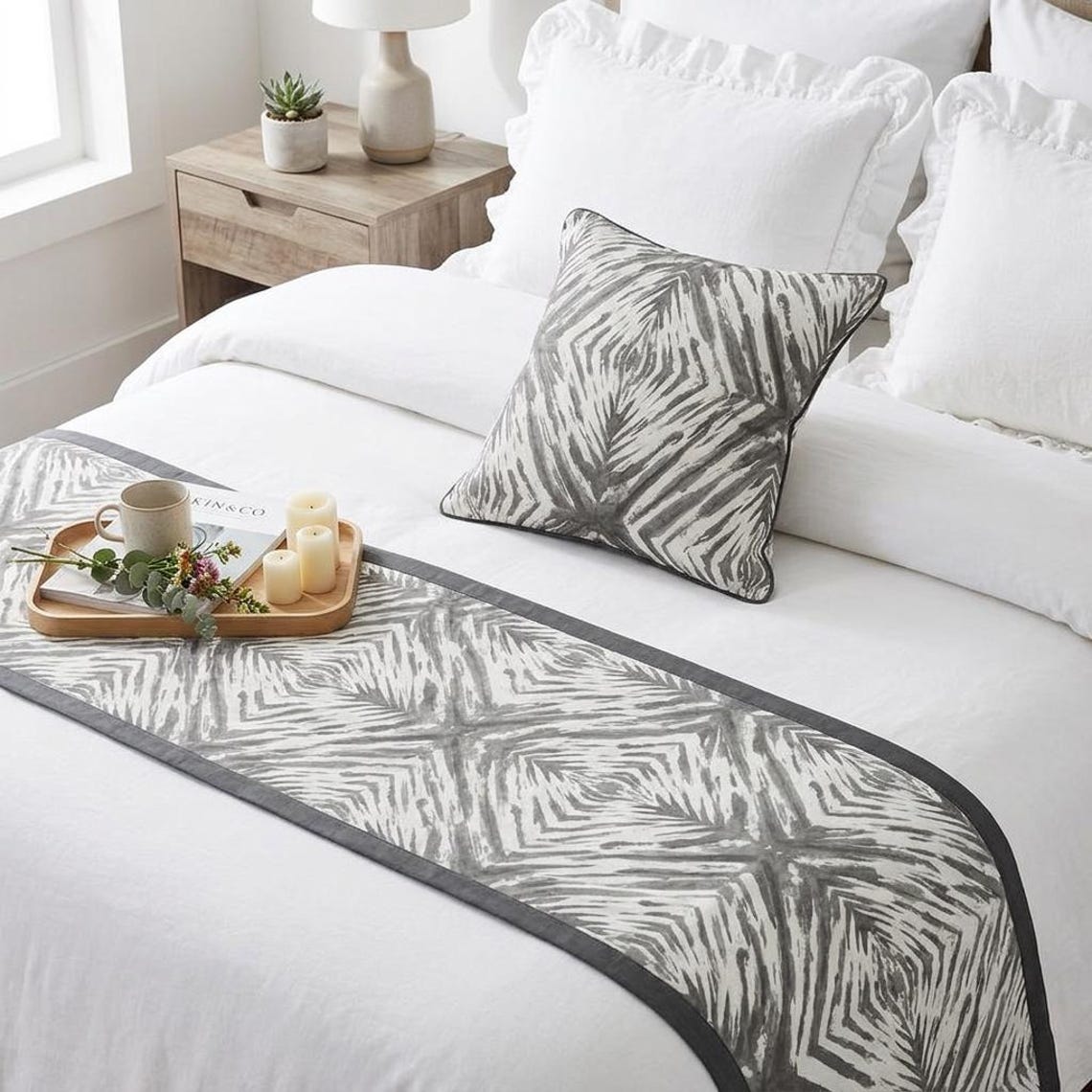 Grey Semblance Decorative Bed Runner and Cushion Cover