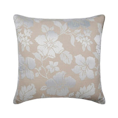Floral Lady - Beige Jacquard Silk Throw Pillow Cover