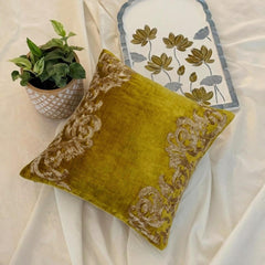 Gold Mythology - Lemon Grass Velvet Decorative Euro Sham
