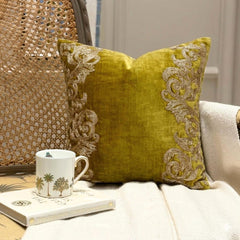 Gold Mythology Zardozi Embroidery Decorative Euro Sham