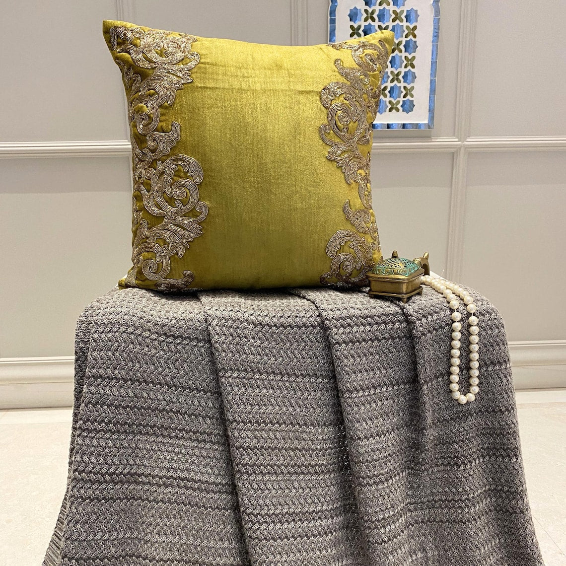 Gold Mythology Baroque Throw Cushion Cover