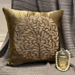 Circle Of Peace - Sage Green Velvet Throw Pillow Cover
