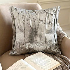 Silver Magnolia - Navy Blue Cotton Linen Decorative Euro Sham