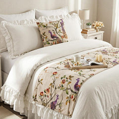 Peacock Queen Decorative Bed Runner with Cushion Cover