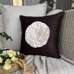 Vintage Blossoms - Brown Suede Decorative Euro Sham