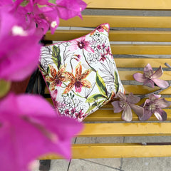 Tiger Lily - Multicolor & Pink Cotton Throw Cushion Cover