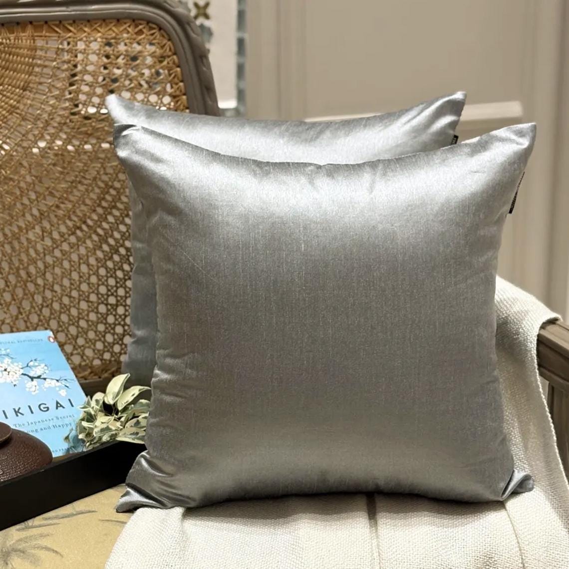Silver Gray Luxury Throw Cushion Cover