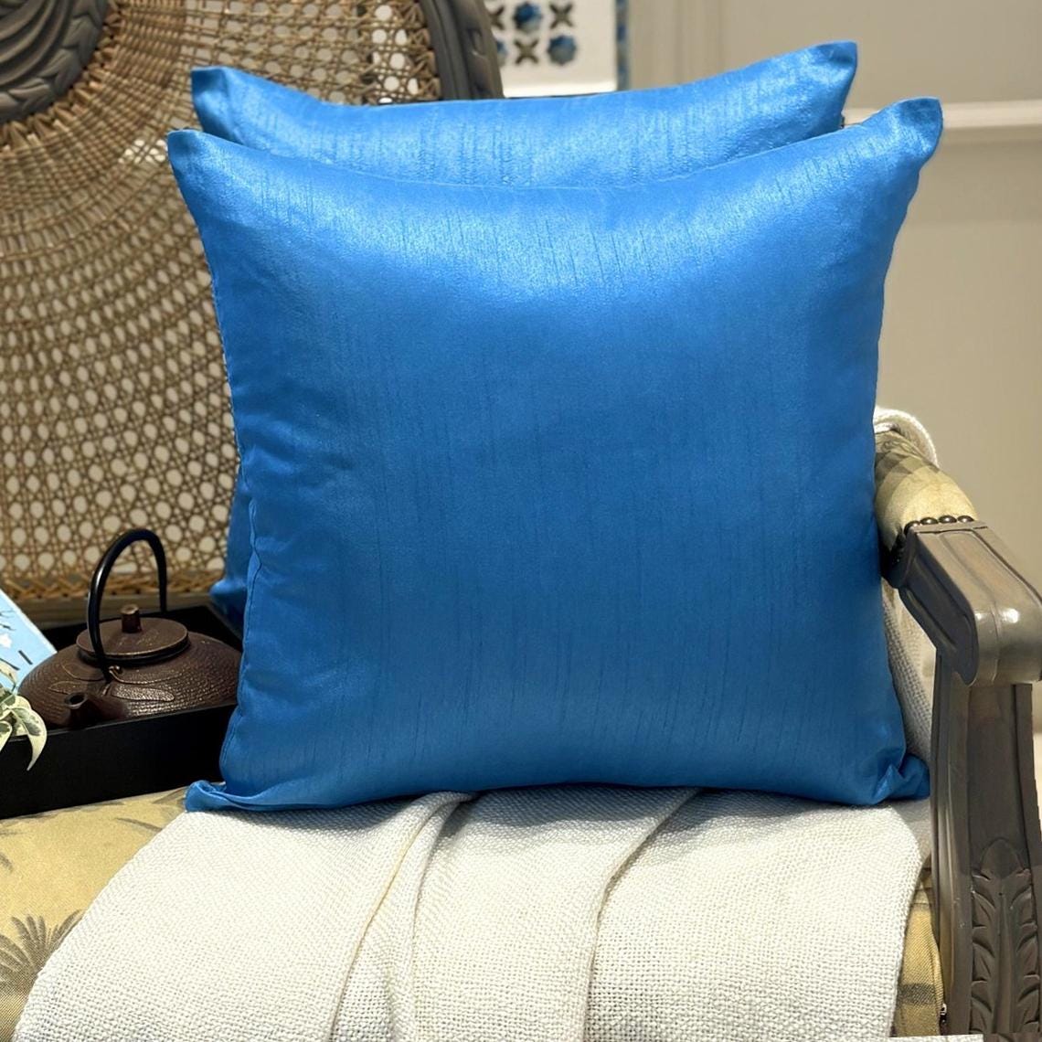 Peacock Blue Luxury Throw Cushion Cover