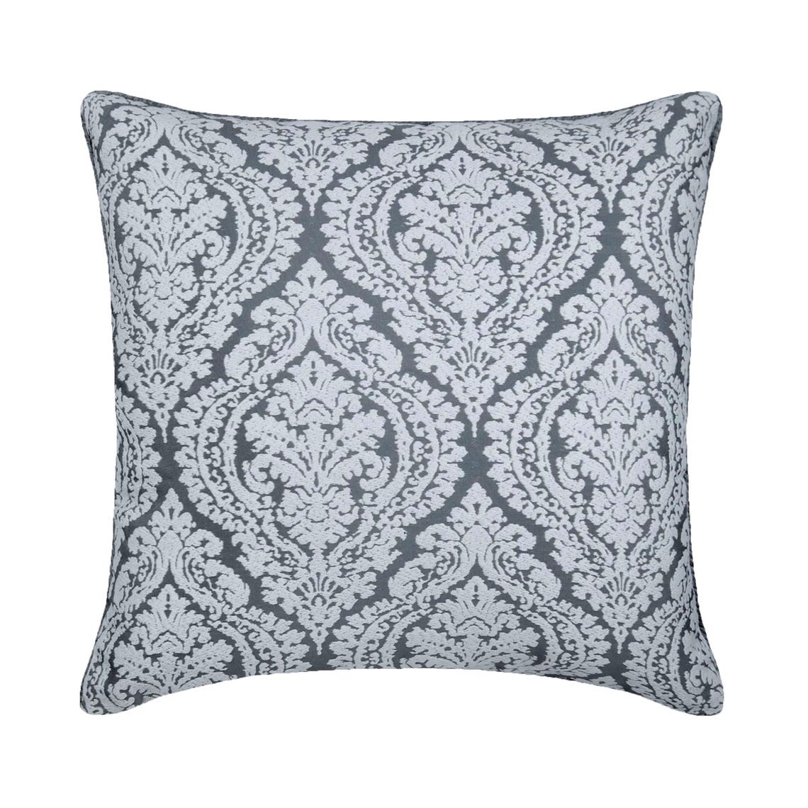 Frosted Damask - Gray Jacquard Silk Throw Pillow Cover