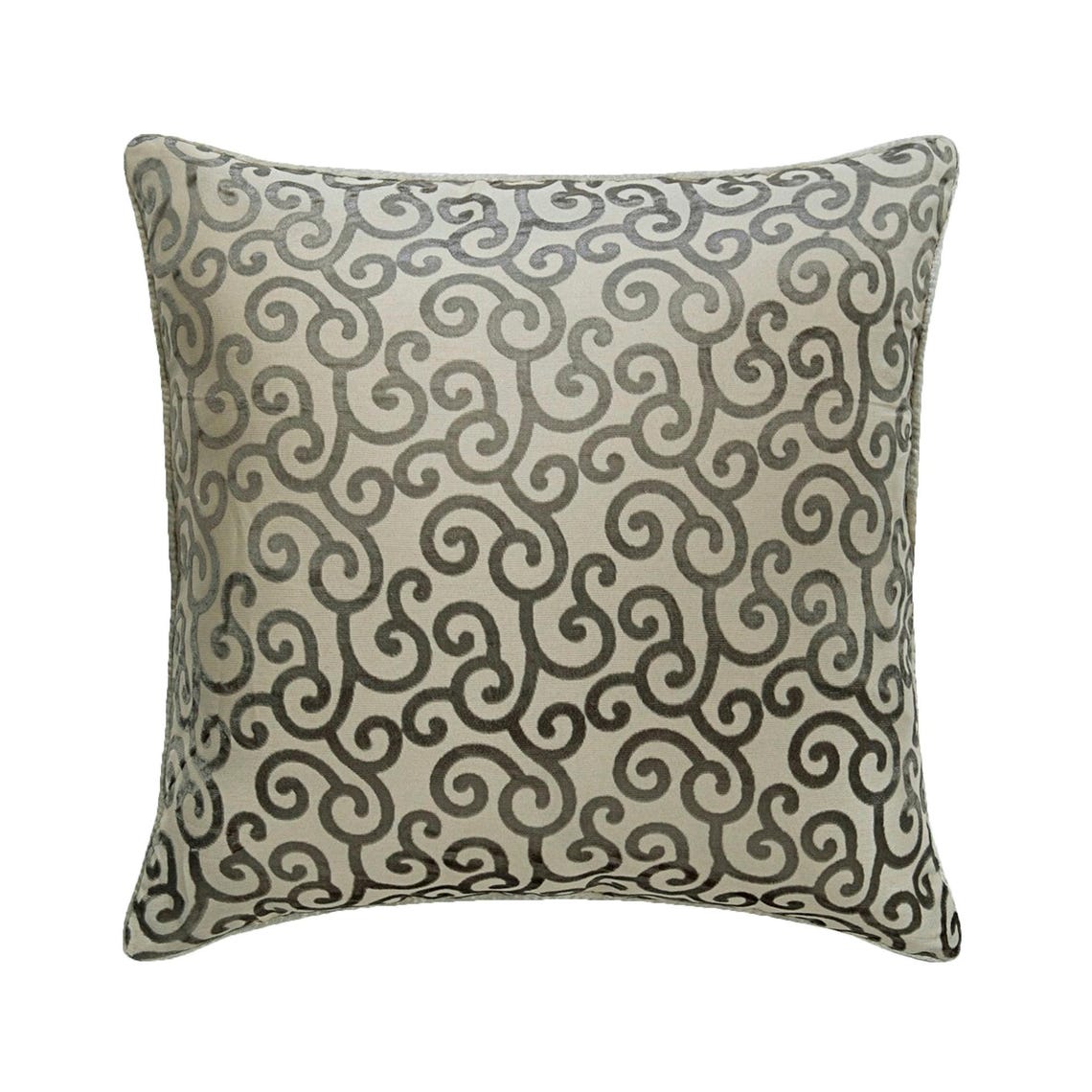 Paloma Gray Scrolls - Gray Burnout Velvet Throw Pillow Cover