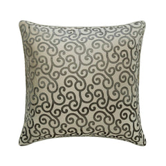 Paloma Gray Scrolls - Gray Burnout Velvet Throw Pillow Cover
