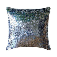 Metallic Scales - Silver Art Silk Decorative Euro Sham