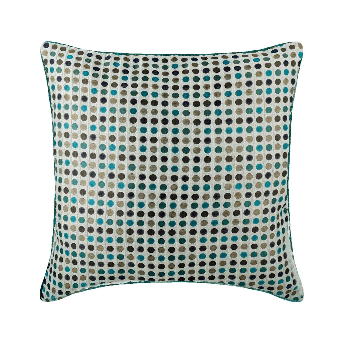 Retro Dots - Blue Jacquard Weave Throw Pillow Cover