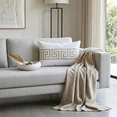 Ivory And Gray Linen Throw Cushion Cover - Caesar’s Line