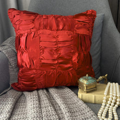 Dreamy Ruby Red - Red Satin Throw Pillow Cover