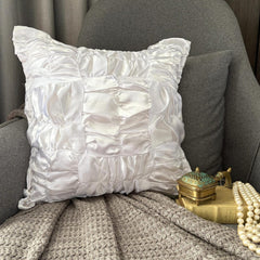 Dreamy White - White Satin Throw Pillow Cover