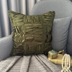 Dreamy Olive - Olive Green Satin Throw Pillow Cover