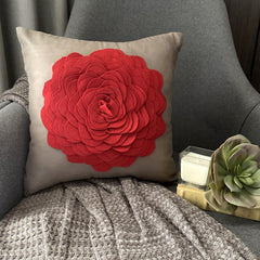 Red Rose - Taupe Faux Suede Decorative Euro Sham