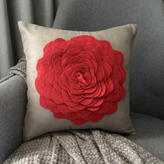 Red Rose - Taupe Faux Suede Decorative Euro Sham