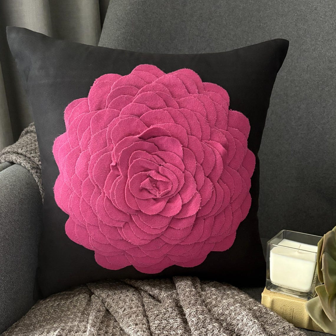 Hot Pink Rose Euro Sham