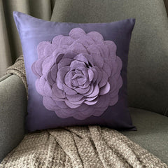 Plum Rose - Purple Faux Suede Throw Pillow Cover