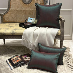 Green Red Luxury - Green & Red Art Silk Throw Cushion Cover Pack of 2