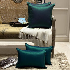 Peacock Green Luxury - Peacock Green Silk Throw Cushion Cover Pack of 2