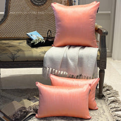 Peach Coral Luxury - Peach & Coral Art Silk Throw Cushion Cover Pack of 2