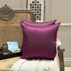 Fuchsia Green Luxury - Fuchsia & Green Silk Throw Cushion Cover Pack of 2