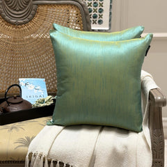 Aqua Yellow Luxury - Aqua Art Silk Throw Cushion Cover Pack of 2