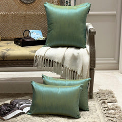 Aqua Yellow Luxury - Aqua Art Silk Throw Cushion Cover Pack of 2