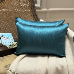 Teal Blue Luxury - Teal Blue Art Silk Throw Cushion Cover Pack of 2