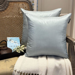 Dusky Blue Pack of 2 - Dusky Blue Art Silk Throw Cushion Cover