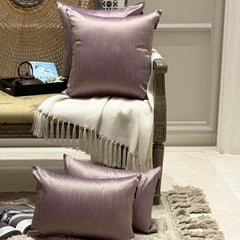 Cream Purple Luxury - Cream & Purple Silk Throw Cushion Cover Pack of 2