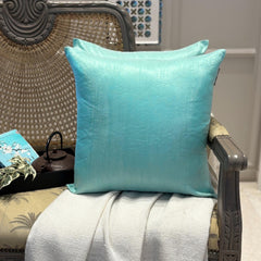 Sea Green Luxury Pack of 2 - Sea Green Art Silk Throw Cushion Cover