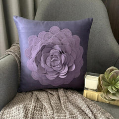Plum Rose - Purple Faux Suede Decorative Euro Sham