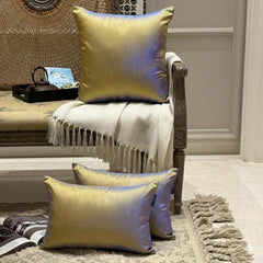 Turquoise Gold Luxury Pack of 2 - Turquoise & Gold Art Silk Throw Cushion Cover