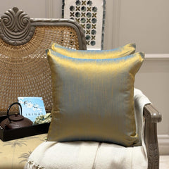 Turquoise Gold Luxury Pack of 2 - Turquoise & Gold Art Silk Throw Cushion Cover