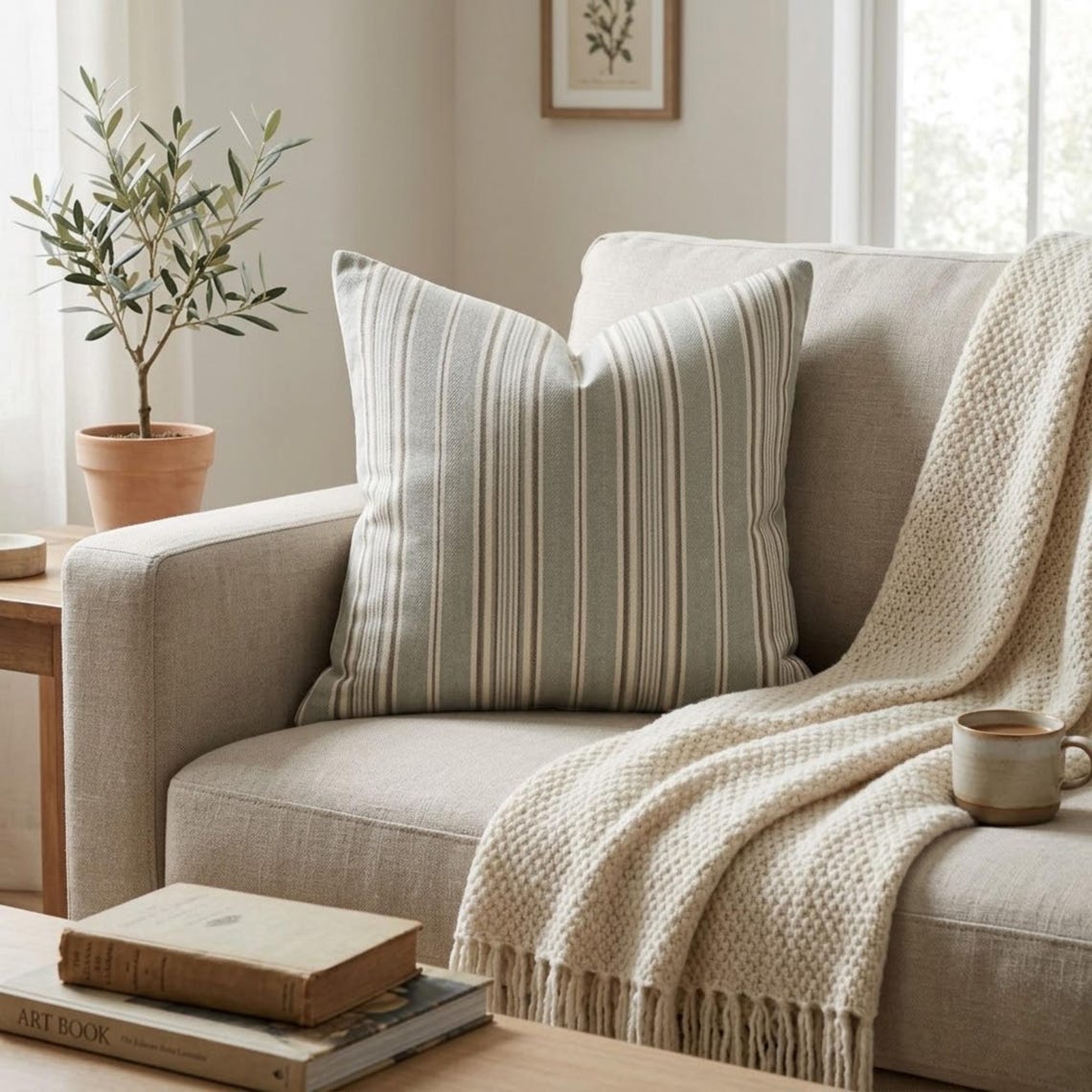 Blue Haven Stripes Throw Cushion Cover