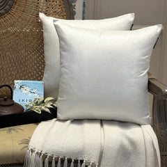 White Luxury Pack of 2 - White Art Silk Throw Cushion Cover