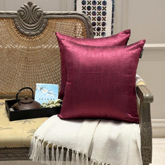 Magenta Luxury Pack of 2 - Magenta Art Silk Throw Cushion Cover