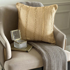 Chain Reaction Gold - Gold & Beige Jute Throw Pillow Cover