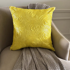 Yellow Touch - Yellow Art Silk Decorative Euro Sham