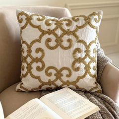Gold Encrusted - Gold Cotton Linen Decorative Euro Sham