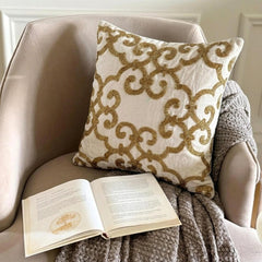 Gold Encrusted - Gold Cotton Linen Decorative Euro Sham