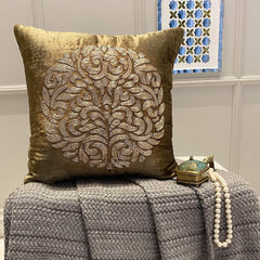 Circle Of Peace - Sage Green Velvet Throw Pillow Cover