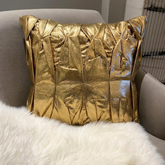 Stunning Gold - Gold Faux Leather Throw Cushion Cover
