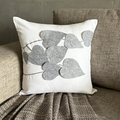 Winter Leaves - White Faux Suede Decorative Euro Sham